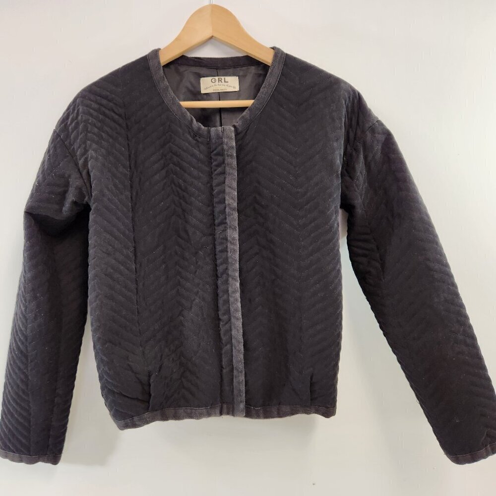 GRL Quilted Hip Length Jacket Size Medium Black